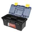 14-inch Tool Box Plastic Tool Box with Tray and Organizers Includes Removable Three Small Parts Boxes. 