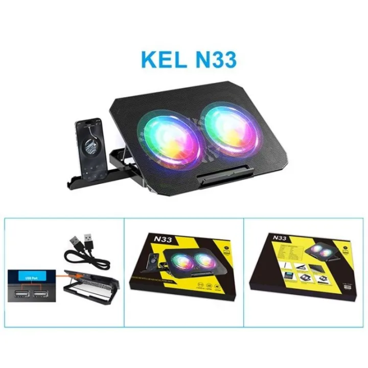 N33%20Gaming%20Laptop%20Cooling%20Pad%2015-17%20inch%20Laptop%20For%20Large%202%20Fans%20140mm%20With%20Screen%20Cooler%20AdjustableStand%20Pad%20Cooling%20For%20Laptop%20Notebook%20MacBook%20-%20Image%203