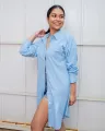 Arden Button Down Dress -Powder Blue. 