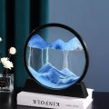 Sea Sand  Frame Moving Sand Art Picture 3D Dynamic Round Glass Relaxing Home Office Work Decor Deep. 