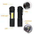 XPE COB LED Flashlight Adjustable Focus Camping Torch Pen Clip Light. 