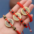 Lucky Red String Feng Shui Copper Bracelet Bangle Handmade Adjustable Attract Wealth Bracelet for Women Men. 