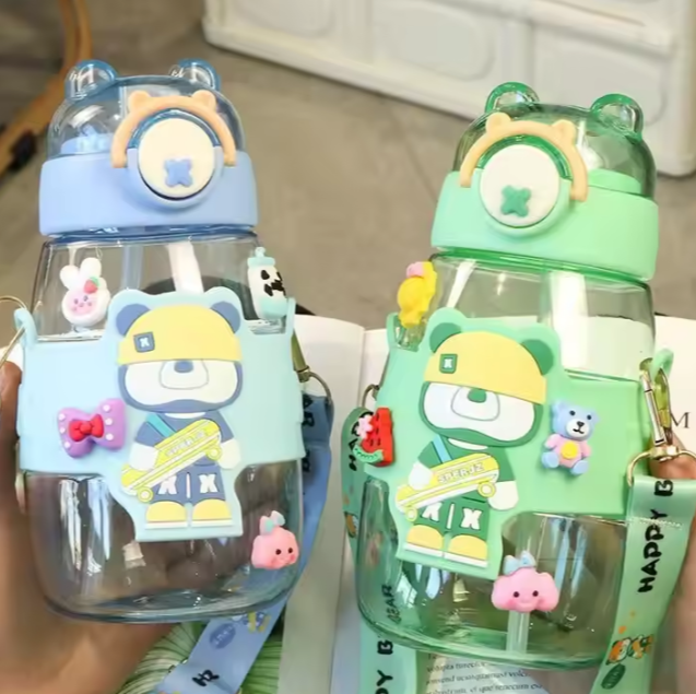 BPA Free Cute Bear Water Bottle | Customizable Bottle with Stickers ...