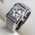 【IKE】Real  Mens Ring Full Diamond Wedding Proposal Engagement Luxury Charm Exquisite Romantic Classic Jewelry. 