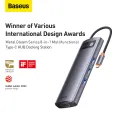 Baseus 8-in-1 Star Joy Series Multifunctional Type-C HUB Docking Station Gray (Type-C to HDMI*1 / VGA*1 /USB3.0*3 / Type C PD*1 / SD&TF*1) 6 Months Warranty. 
