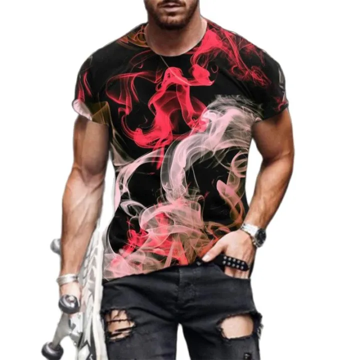 Summer%20men's%20short%20sleeved%203D%20printed%20polyester%20o-neck%20casual%20color%20pattern%20loose%20top%20T-shirt%20oversized%20-%20Image%206