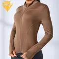 Breathable Sportswear Fabric Women's High Elasticity Yoga Jacket Slimming Fitness Top for Running Yoga Full Zip Stand Collar Jacket Buyers' Favorite Women Full Zip Jacket. 