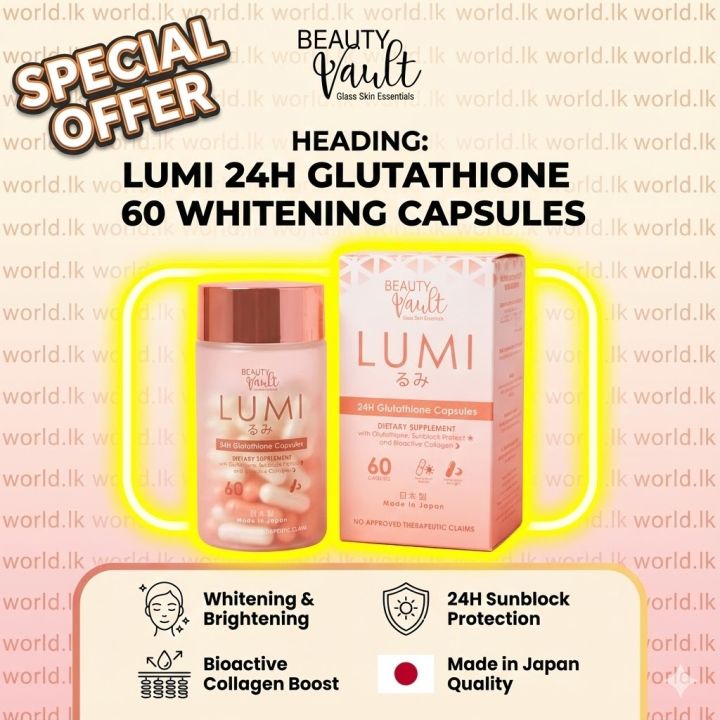 LUMI 24H GLUTATHIONE 60 CAPSULES / Tablets Whitte*ening Skin Protection &  Increase Body Collagen provide powerful antioxidant support