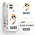 TA for OPPO A15 Case Luffy Chasing Meat Luxury 6D Plating Soft Casing Silicone Square Frame Phone Case Shiny Bling Back Cover + Free Lanyard. 