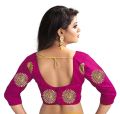 Women's Party Festive Wear Embroidered Fashion Poly Silk Saree with Unstiched Blouse Piece (Grey). 