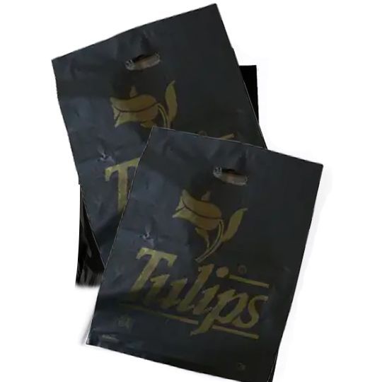 Textile Plain Bag Black Polythene Bags with handles 10" x 14" Tulip Bag