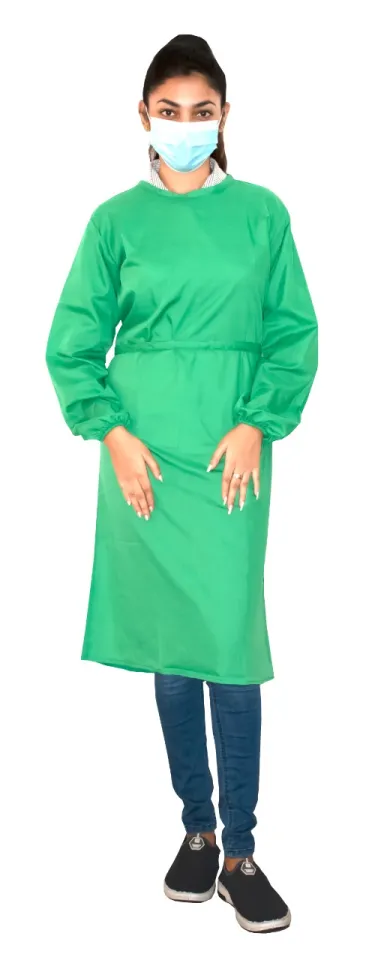 green emerald velvet dress Shivangi - House Of Commercial Clothing Green Cotton Reusable Operation  Theatre RIB Sleeve Gown For Men and Women (Size