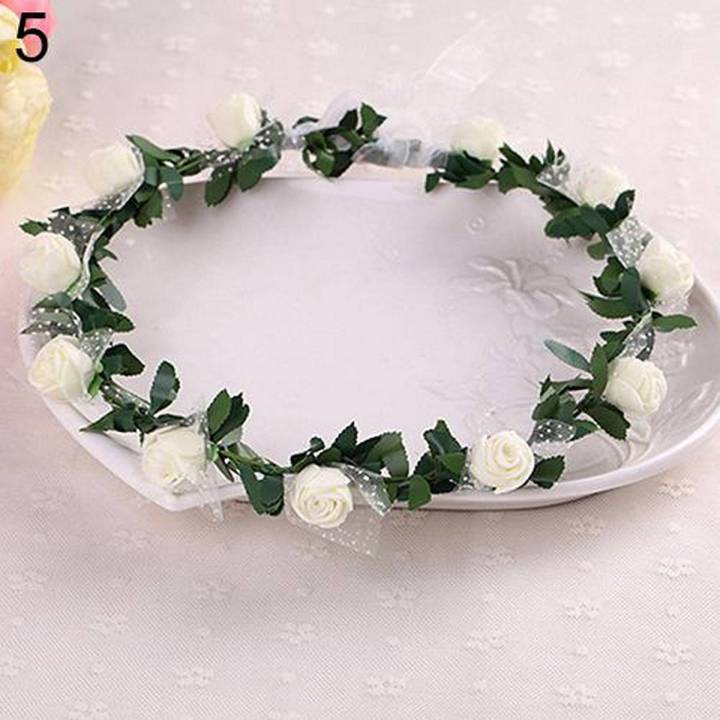【ALLGOOD】 Rose Flower Crown Headband Wreath Party Wedding Bridal Garland Hairband Headwear