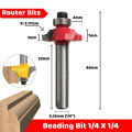 Woodworking router bit beading type 1/4X1/4 corner round over wood edging router bit (6.35mm shank). 