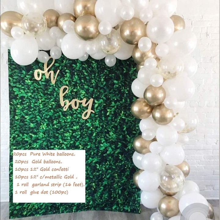White and Gold Balloon Garland Kit, 60PCS Balloon Garland Including White, Latex Gold & Confetti Balloons Decorations Backdrop Ideal for Wedding Birthday Baby Shower Bridal Party Decorations