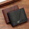 Stylish Design Lychee Texture PU Leather Men'S Wallet Sleek Short Multi Card Slot PU Leather Men'S Wallet Leather Durable Material Men'S Short Wallet for Use Business Travel Essentials Office. 
