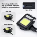 Mini COB LED Flashlight Portable Work Light Rechargeable Pocket Keychains. 