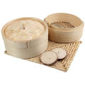 2X Bamboo Steamer 2 Tier 8 Inch Dim Sum Basket Rice Pasta Cooker Set with Lid By Steam Basket for Vegetables. 