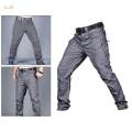 Men's Streetwear Fashion Casual Hip Hop Cargo Pants Amy Hiking Trousers for Outdoor Gray_L. 