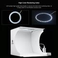 PULUZ Ring Mini LED Light Box Panel Folding Lightbox Photography Photo Studio LEDs Panel Light Soft Box Photo Background Backdrop Kit with 6 Colors Backdrops (Black, White, Orange, Red, Green, Blue). 