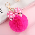 Disney Minnie Mickey Mouse Plush Keychains Cartoon Polka Dot Bow Pom-Pom Key Ring Pendant Car Bag Ornament Girl Child Gift Toy. 