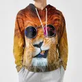 Sunglasses lion 3D printed hoodies Kids unisex casual stylish comfortable novelty sweatshirts long sleeve tops Autumn Winter. 
