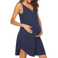 Yfashion Women's Sleeveless Maternity Dress Nursing Breastfeeding Solid Color Dresses Breathable Loose Casual Dress. 