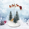 Christmas Village Animated Flying Sleigh Accessory Figurines, Lights Musical with Rotating Santa Sleigh Holiday Decorations. 