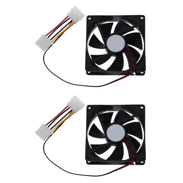 PDTYMWNG 2X DC 12V 4 Pin Black Plastic PC Cooling Fan 90mm X 90mm X ...