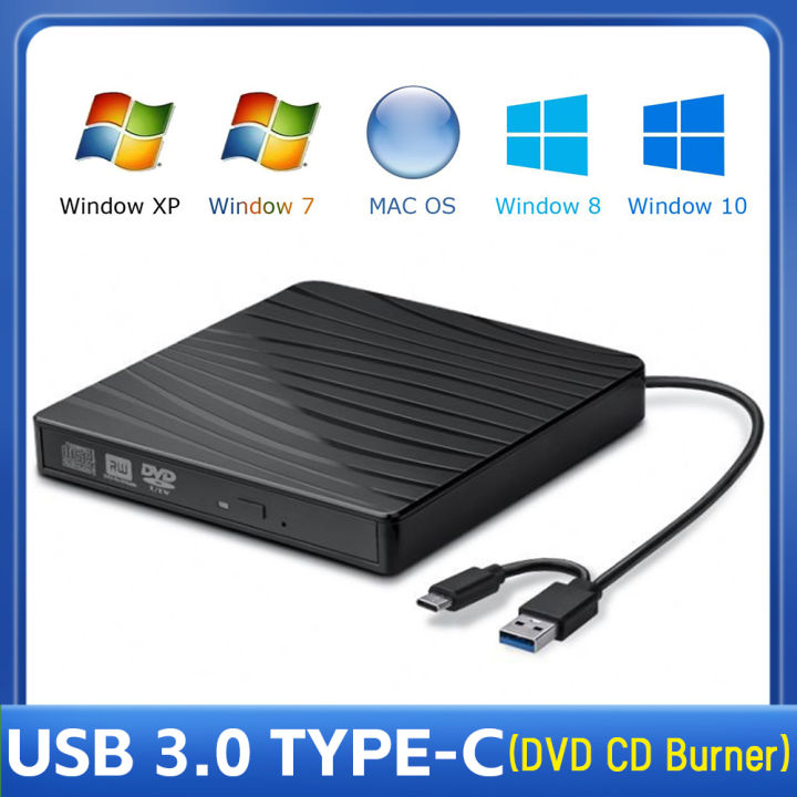 Usb 3.0 Type-C Dvd Drive External Optical Drives Enclosure Case Portable Dvd Cd-Rom Player Enclosure For Desk Computer Lap