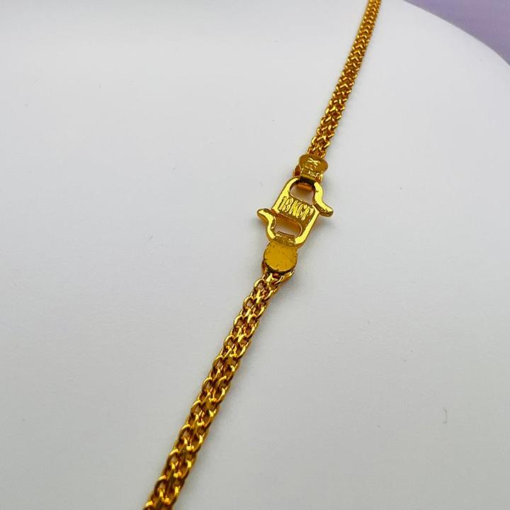ESH%20Gold%20plated%20Guaranteed%20Stylish%2002mm%20Bismark%20Chain%20Beautiful%20Design%20With%20Leef%20Round%20Fixed%20Stone%20Pendant%20-%20Image%205