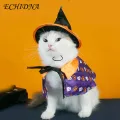 Pet Transformation Outfit Pet Costume Cat Hat Pumpkin Print Cape Cute Transformation Outfit Three-dimensional Pet Hat. 