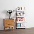 Double Side 4 Layer Luxury Trolley / 4 Tier Kitchen Fruit Vegetable Rack On Wheels Deep Storage Stand Cart Trolley SMT. 