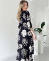 Neetu Collection Women's 3/4 Sleeves Rayon Fabric V Neck Front Slit Flower Printed Midi Dress for Wedding Party & Festive - Pink. 