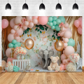 210X150cm Children'S Animal Birthday Background Cloth Balloon Photography Background Cloth Decor Easy Install Easy to Use , C. 