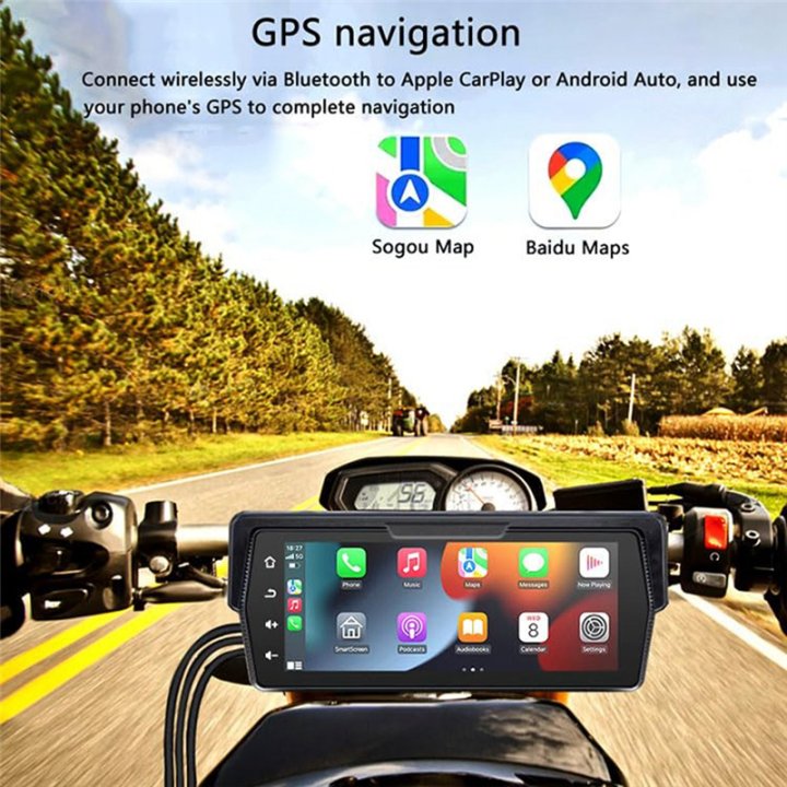 OYPFXMI Portable 6.86 Inch Motorcycle DVR Wireless Carplay Android Auto ...