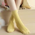 Bliss Women Mid-calf Socks Women's Mid-tube Twisted Flower Lolita Style Cotton Socks Anti-slip Breathable Sports Socks for Preppy Look High Elasticity Soft Material Women Sneaker Socks. 