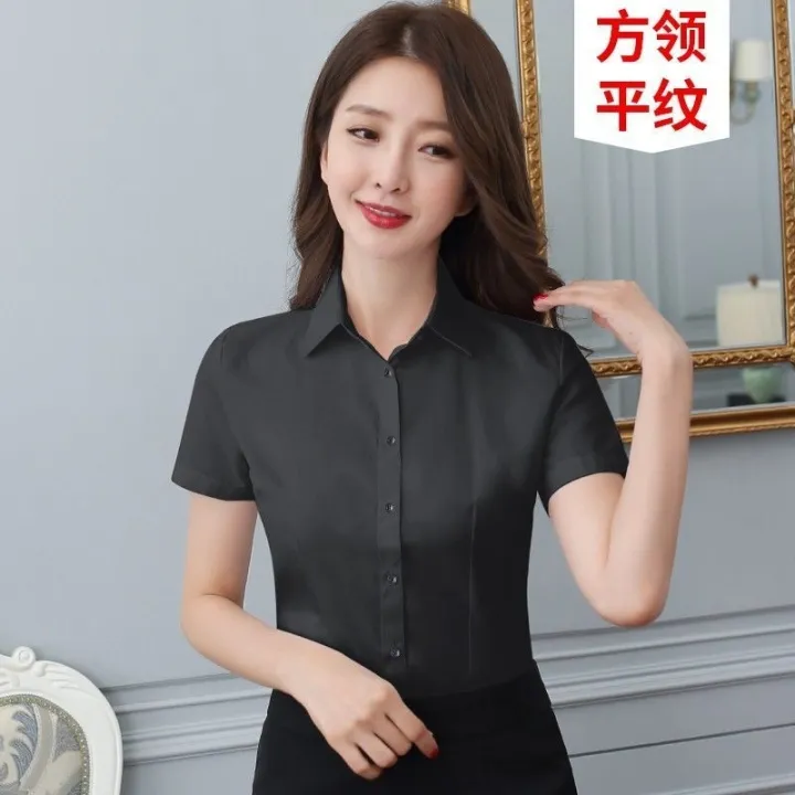 Short%20Sleeve%20Spring%20Autumn%20Blouse%20White%20and%20White%20Collar%20Long-Sleeve%20Working%20Clothes%20Business%20Shirt%20Blue%20Women's%20Summer%202024%20Slim-fitting%20suit%20-%20Image%205