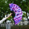 Japan Dance Fan Fans with Lights Large Folded Hand Fan Folding Colorful Foldable Handheld Rave Fan 33cm Large Rainbow Folding Fan Dance. 