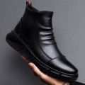 Plus Size Non-Slip Waterproof Men's Shoes Leather Shoes Men's Shoes Casual Leather Boots High Top British Style Martin Boots Pumps. 