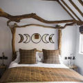 【Folio & Light】5 Piece Wooden Acrylic Moon Mirror Moon Cycle Variation Decorative Wall Mirror Creative Bohemian Mirror. 