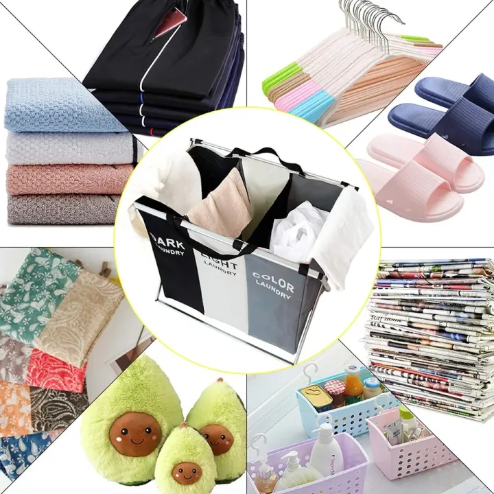 Laundry%20Basket%203%20Section,Foldable%20Dirty%20Laundry%20Hamper,%20Laundry%20Room%20Organization,Clothes%20Baskets%20With%20Side%20Pocket,Laundry%20Sorter%EF%BC%88Black%20and%20white%20gray%EF%BC%89%20-%20Image%206