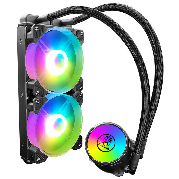 HXSJ%20Cool%20Moon%20Cold%20Moon%20240%20One-Piece%20Pc%20Case%20Water%20Cooler%20With%20Rgb%20120Mm%20Quiet%20Fans%20Cpu%20Liquid%20Radiator%20For%20Lga775/115X/Am4/Am3/Fm2%20-%20Image%202