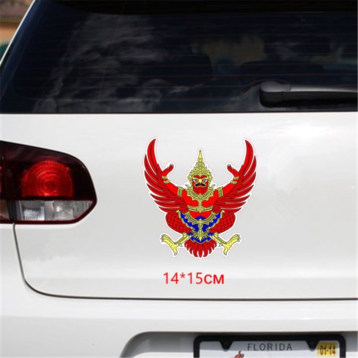【Exclusive Offer】Tri Mishki WCS157 14x15cm Garuda emblem of Thailand Phra Khrut Pha Red Bird car sticker funny colorful auto automobile decals