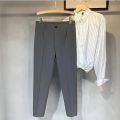 Autumn and Winter plus Size Suit Pants Fat Elastic Waist Men's Elastic Drape Cropped Suit Pencil Pants. 