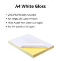 A4 Blank White Sticker Paper Self Adhesive 20/50/100 sheets/pcs - Gloss for DIY Shipping and Label Printing. 