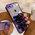 For oppo a5s oppo a12 oppo a7 oppo a3s oppo a12e OPPO F9 Phone case Glitter Ultra-thin Soft Shell with mirror cat bracket. 
