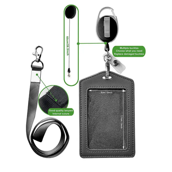 Leather%20Badge%20holder%20Professional%20Business%20Card%20band%20ID%20card%20holder%20Retractable%20Neck%20strap%20Leather%20holder%20for%20Office%20Conference%20Trade%20show%20Corporate%20events%20Employee%20identification%20-%20Image%202