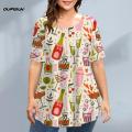 【Coollyme】Temperament tops Women's floral tops Vacation T-shirts Loose Plus Size T-Shirts Colorful printed tops. 