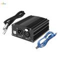 48V Phantom Power Supply with XLR 3 Pin Microphone Cable for Mic Black. 